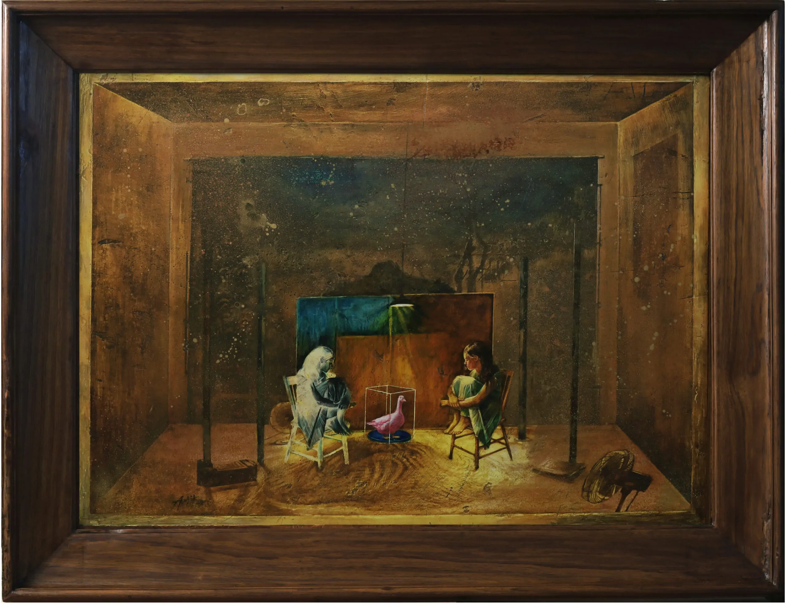 Masquerade3 Sensationalism and Sensitivity with frame 50x39inch, Tempera on Canvas Board