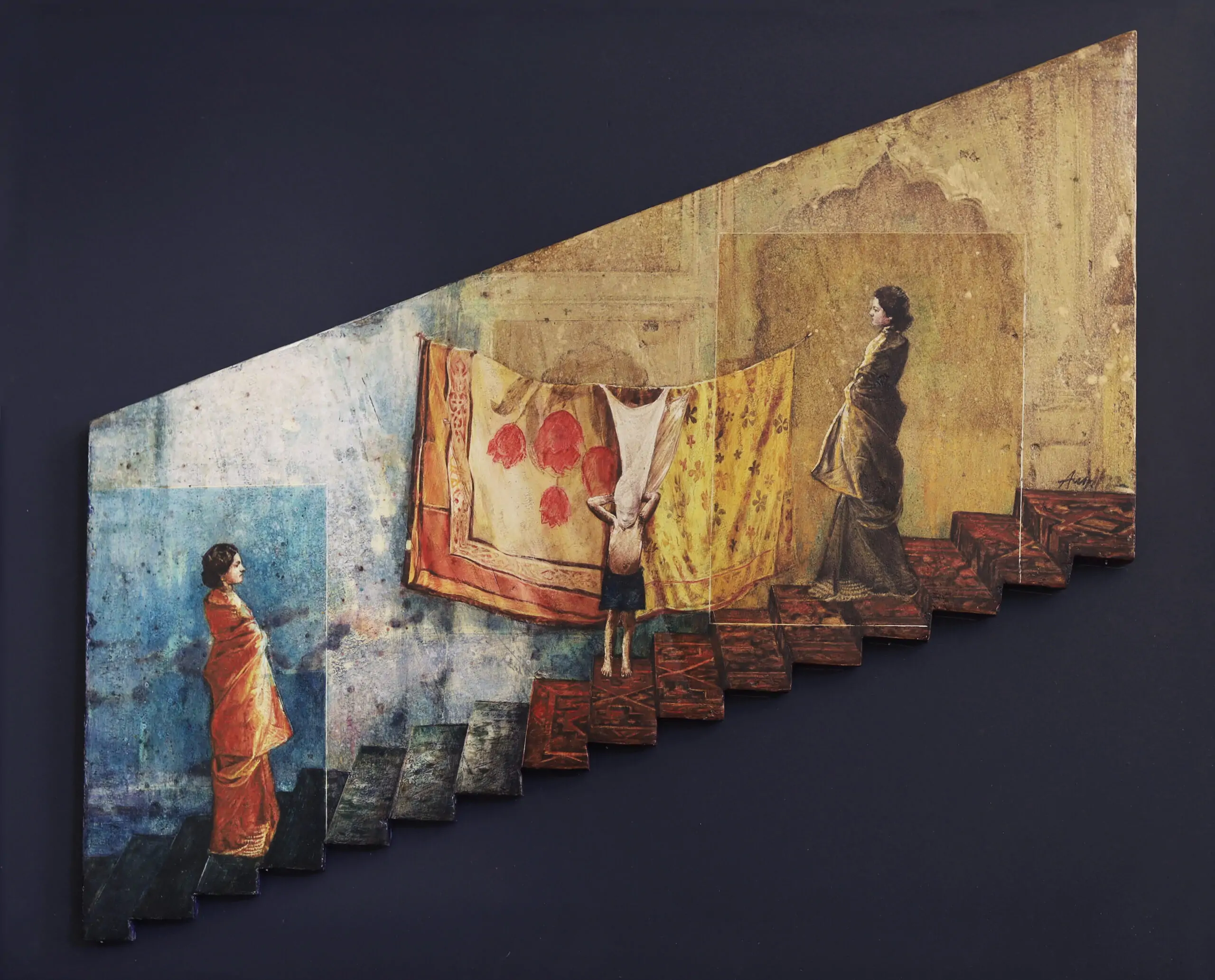 Masquerade4 Ephemeral Enchantment and Existential realities 28x13inches, Tempera on Canvas Board