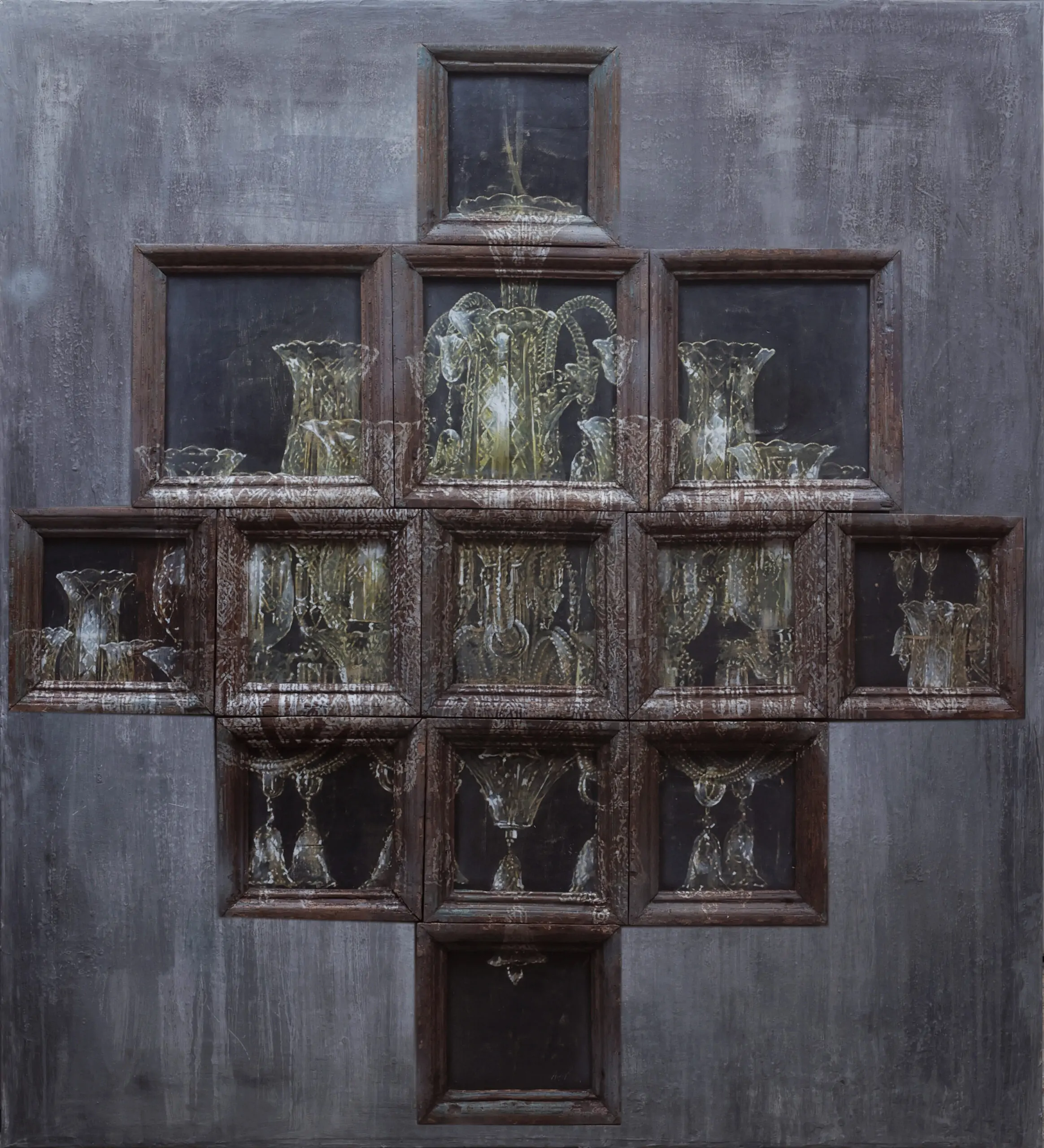 Revisting, A melange of moments, 64 x 60 inches, Mixed media on Canvas Board and frame
