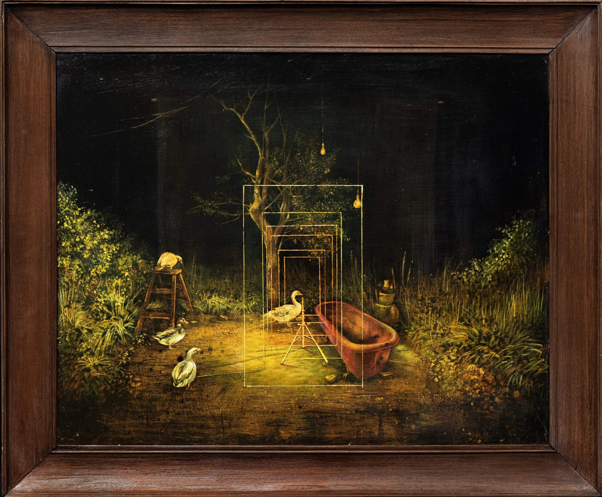 Revisting, Illuminated Illusions,30'' x 36'', Tem pera on Canvas Board